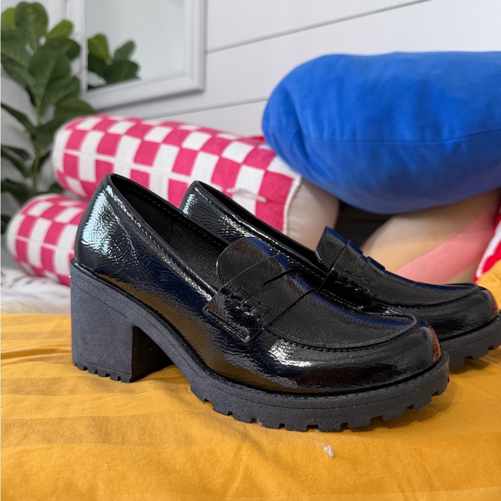 Dirty Laundry Glossy Black Chunky Loafers
